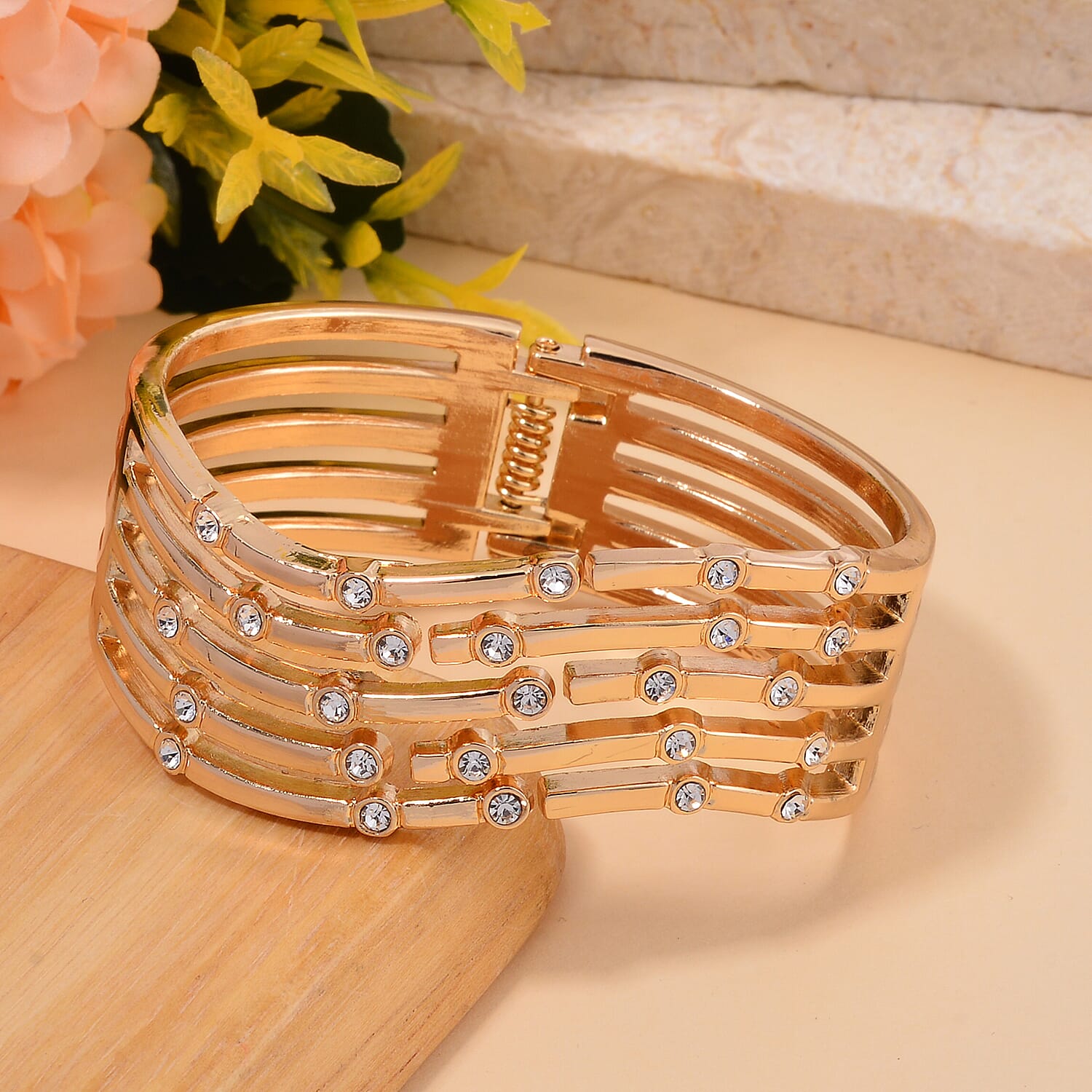 White Austrian Crystal Bubble Multi Row Stackable Bangle 7681298 2