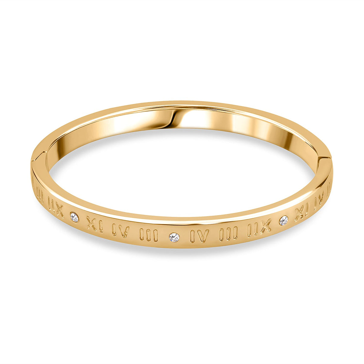 Designer Inspired-White Austrian Crystal Bangle (Size - 7) in Yellow Gold Tone 7681300 0
