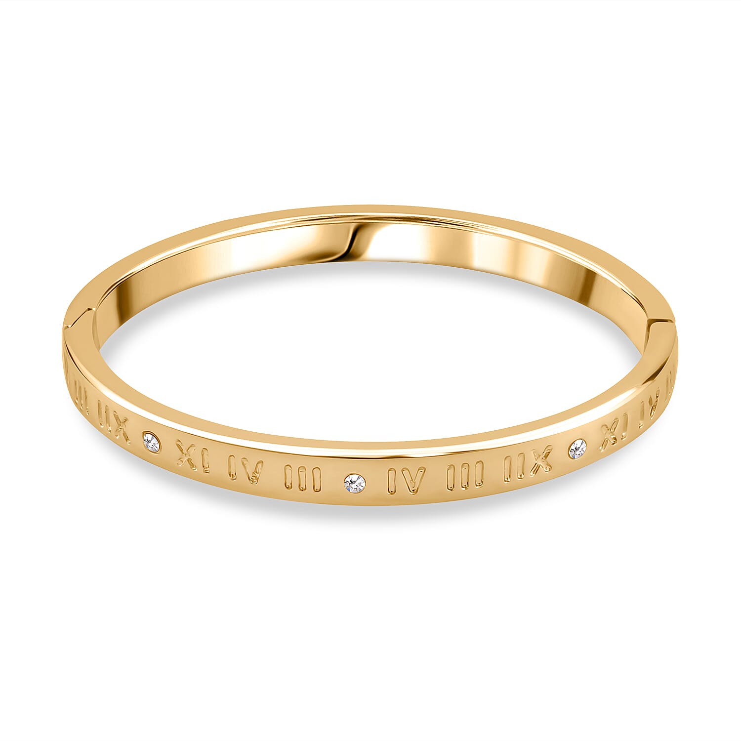 Designer Inspired-White Austrian Crystal Bangle (Size - 7) in Yellow Gold Tone 7681300 0