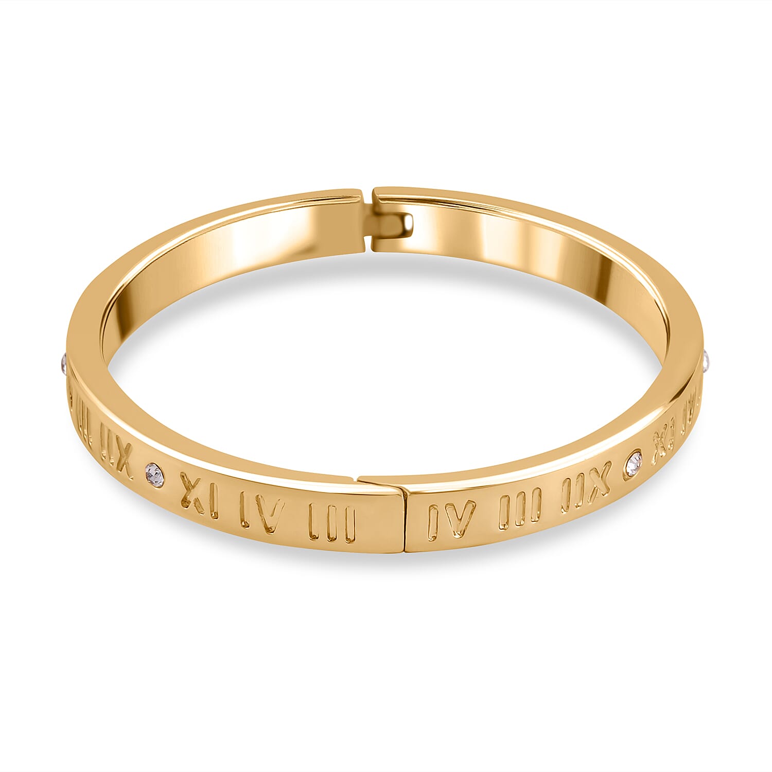 Designer Inspired-White Austrian Crystal Bangle (Size - 7) in Yellow Gold Tone 7681300 4