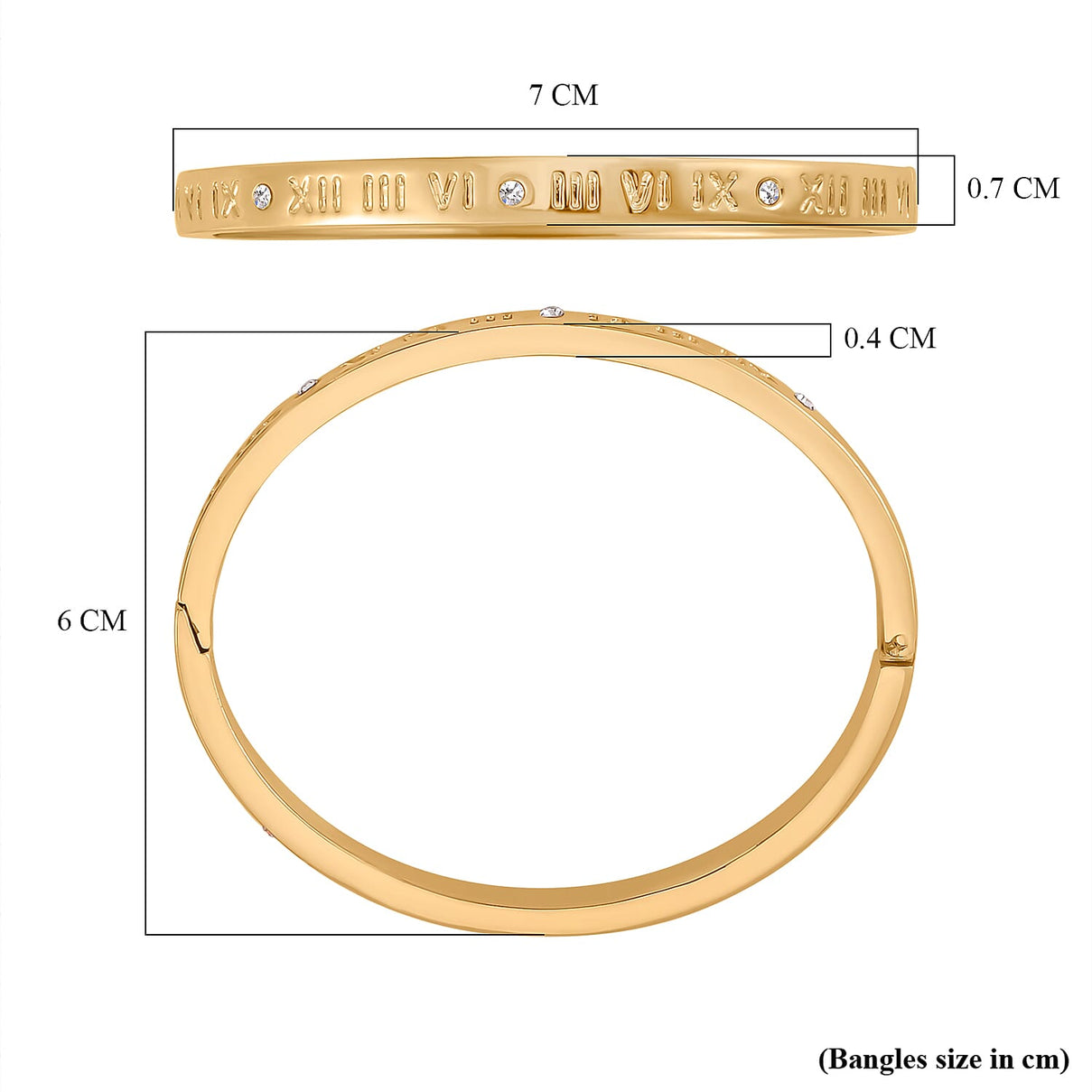 Designer Inspired-White Austrian Crystal Bangle (Size - 7) in Yellow Gold Tone 7681300 5