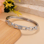 One time Closeout Designer Inspired - White Austrian Crystal Bangle (Size 7)