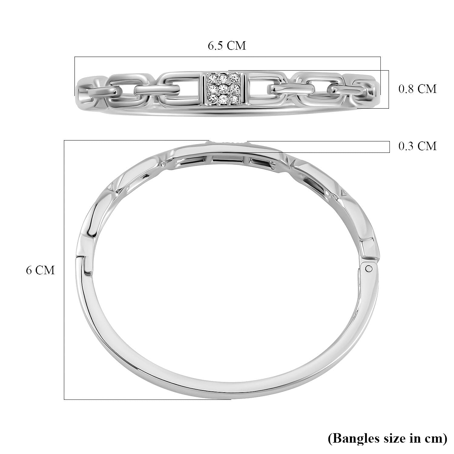 One time Closeout Designer Inspired - White Austrian Crystal Bangle (Size 7) 7681308 5