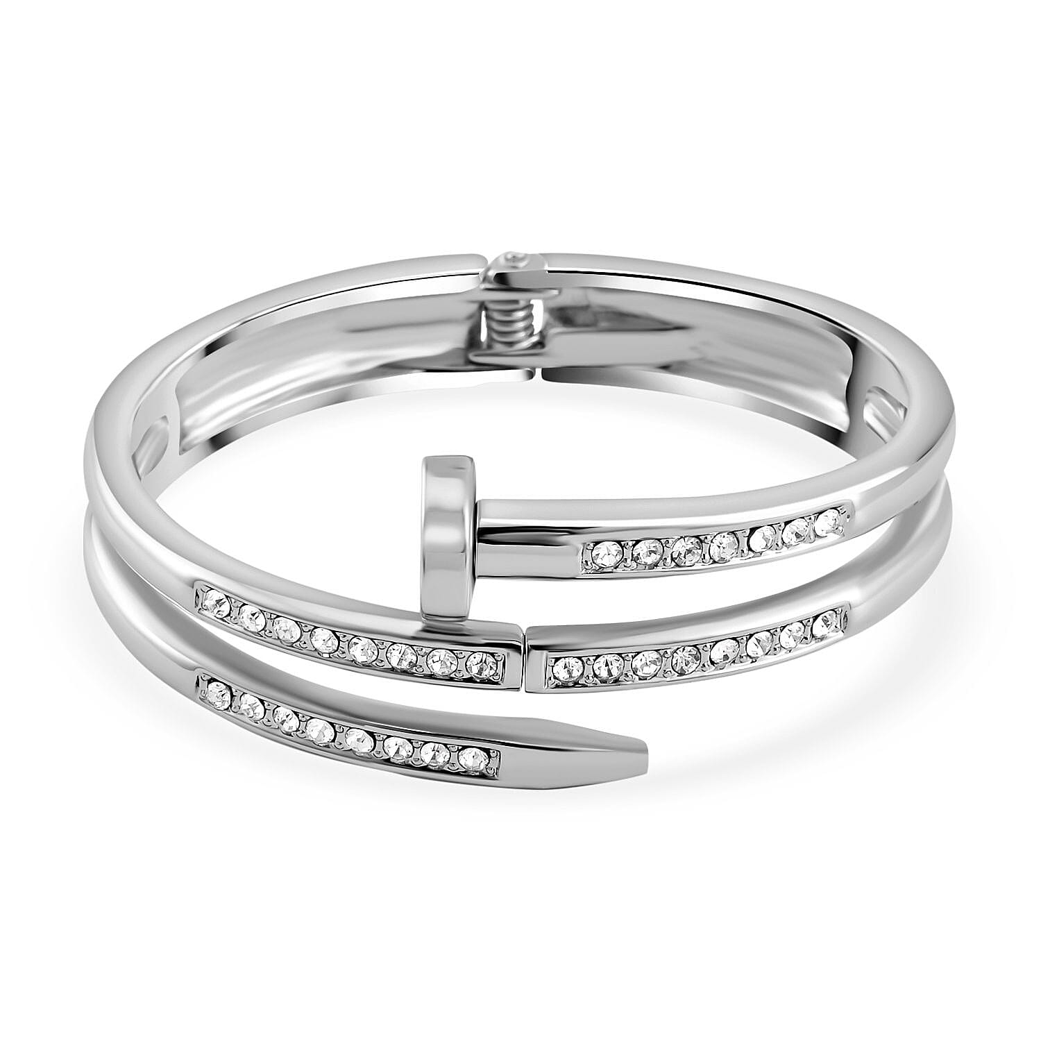 Designer Inspired Close Out White Austrian Crystal Bangle (Size - 7.0) 7681320 0