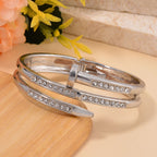 Designer Inspired Close Out White Austrian Crystal Bangle (Size - 7.0)