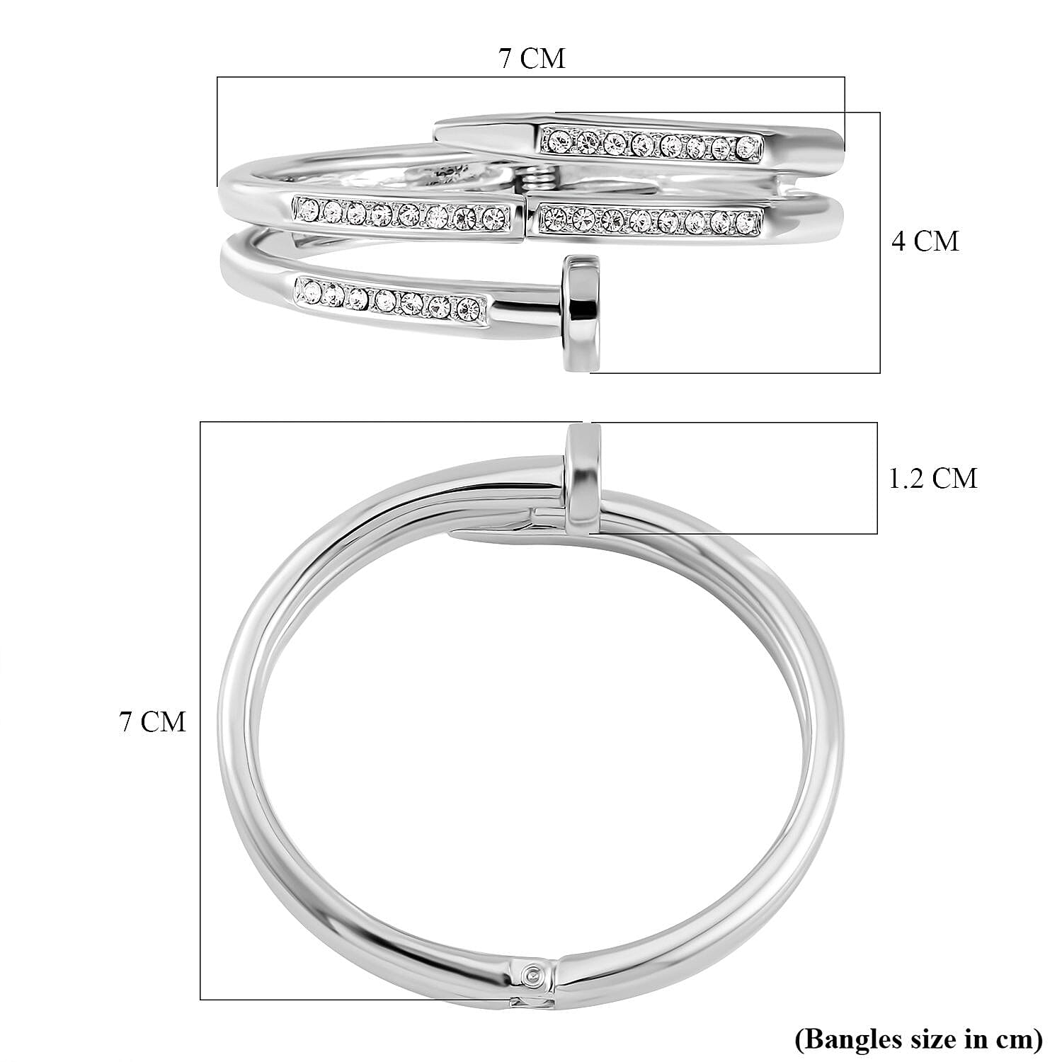 Designer Inspired Close Out White Austrian Crystal Bangle (Size - 7.0) 7681320 5