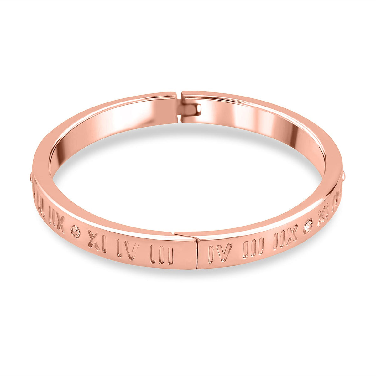 Designer Inspired-White Austrian Crystal Bangle (Size - 7) in Rose Gold Tone V32609542 4