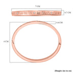 Designer Inspired-White Austrian Crystal Bangle (Size - 7) in Rose Gold Tone