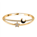 Designer Inspired - White Austrian Crystal Star & Moon Bangle (Size 7)