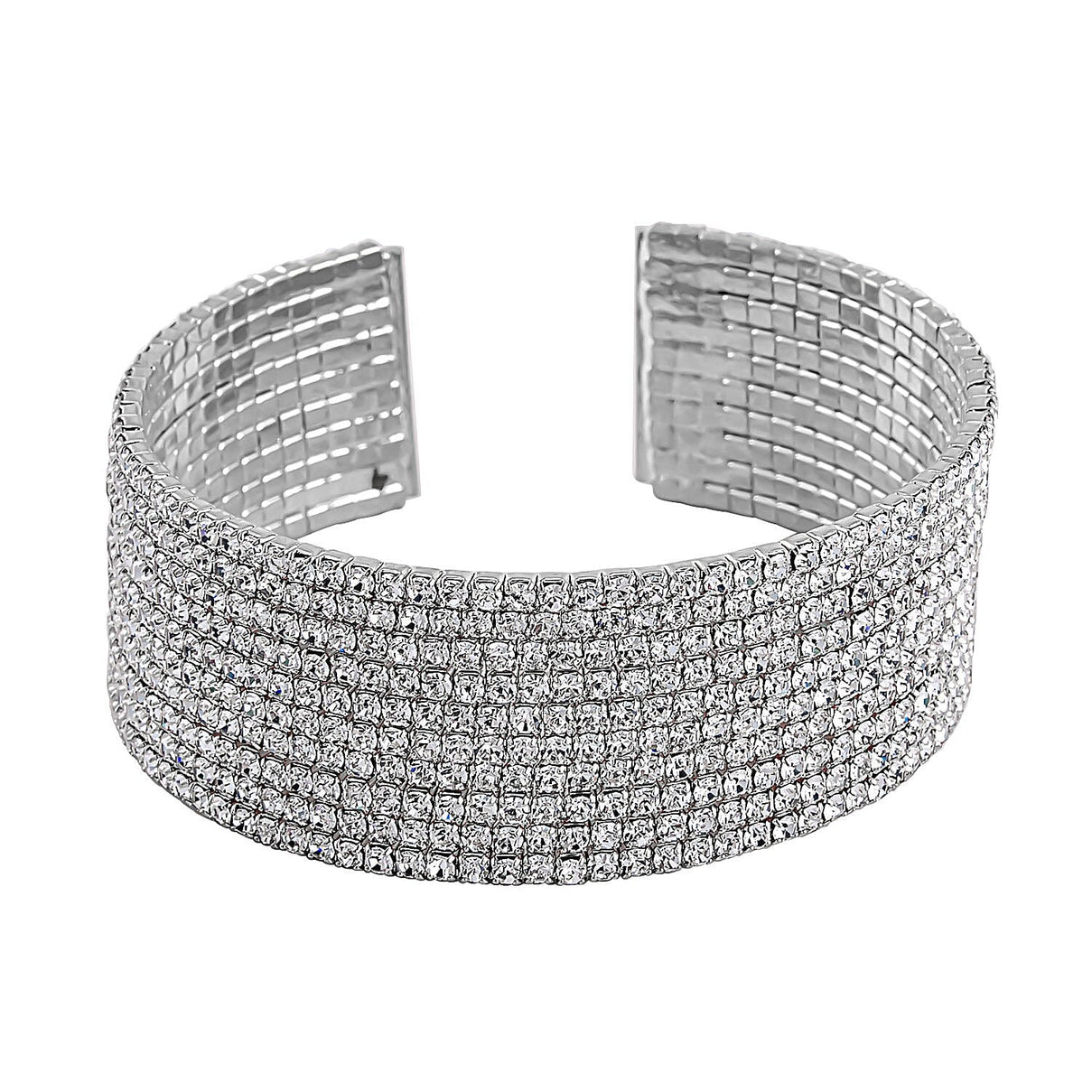 One Time Closeout - White Austrian Crystal Flexible Bangle (Size - 7.5) in Silver Tone 7643280 0