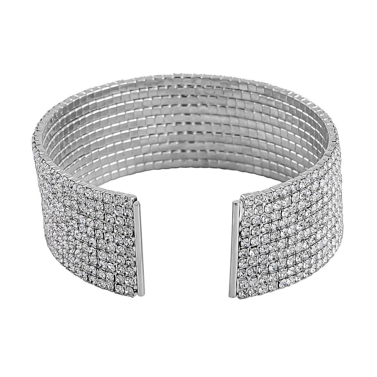 One Time Closeout - White Austrian Crystal Flexible Bangle (Size - 7.5) in Silver Tone 7643280 5