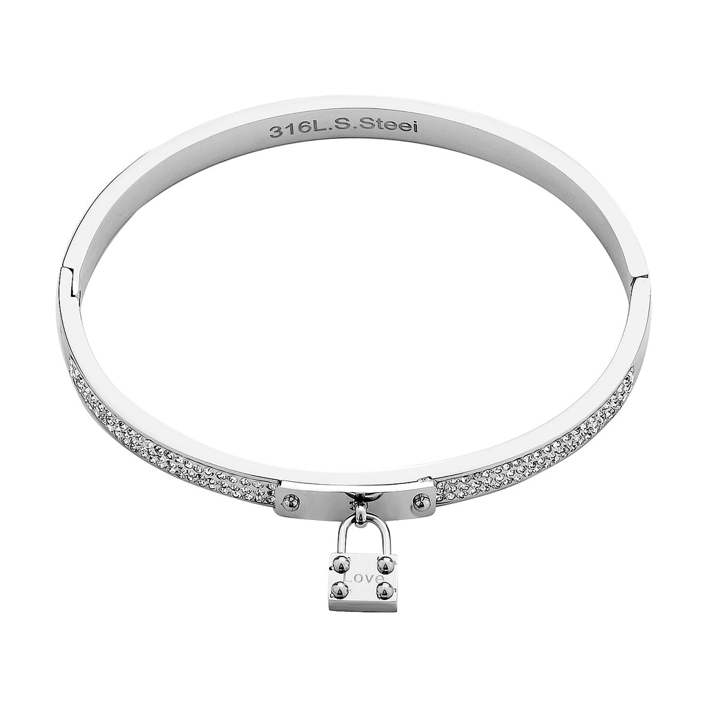 White Crystal Bangle (Size - 7.5) in White Tone