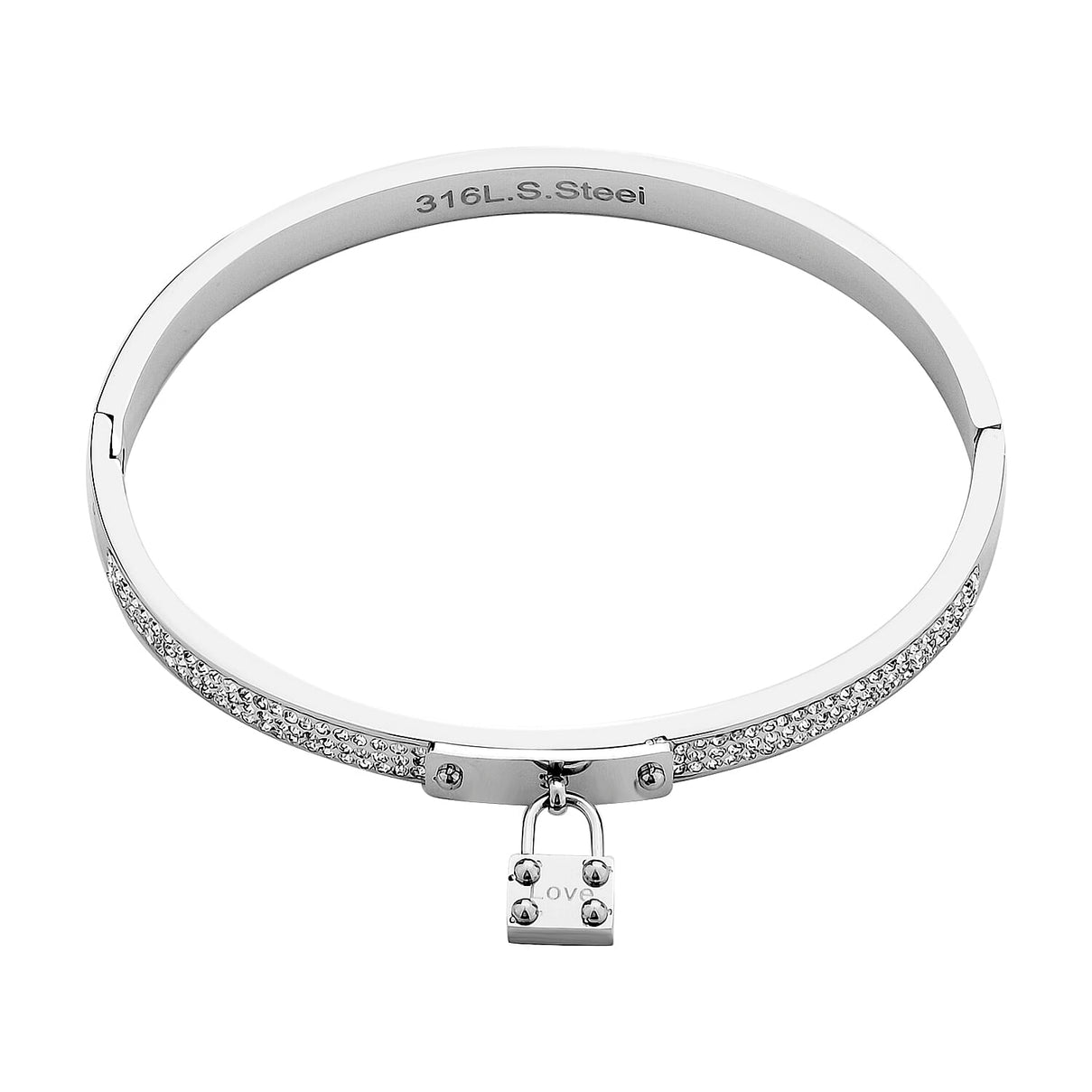 White Crystal Bangle (Size - 7.5) in White Tone 7843383 0