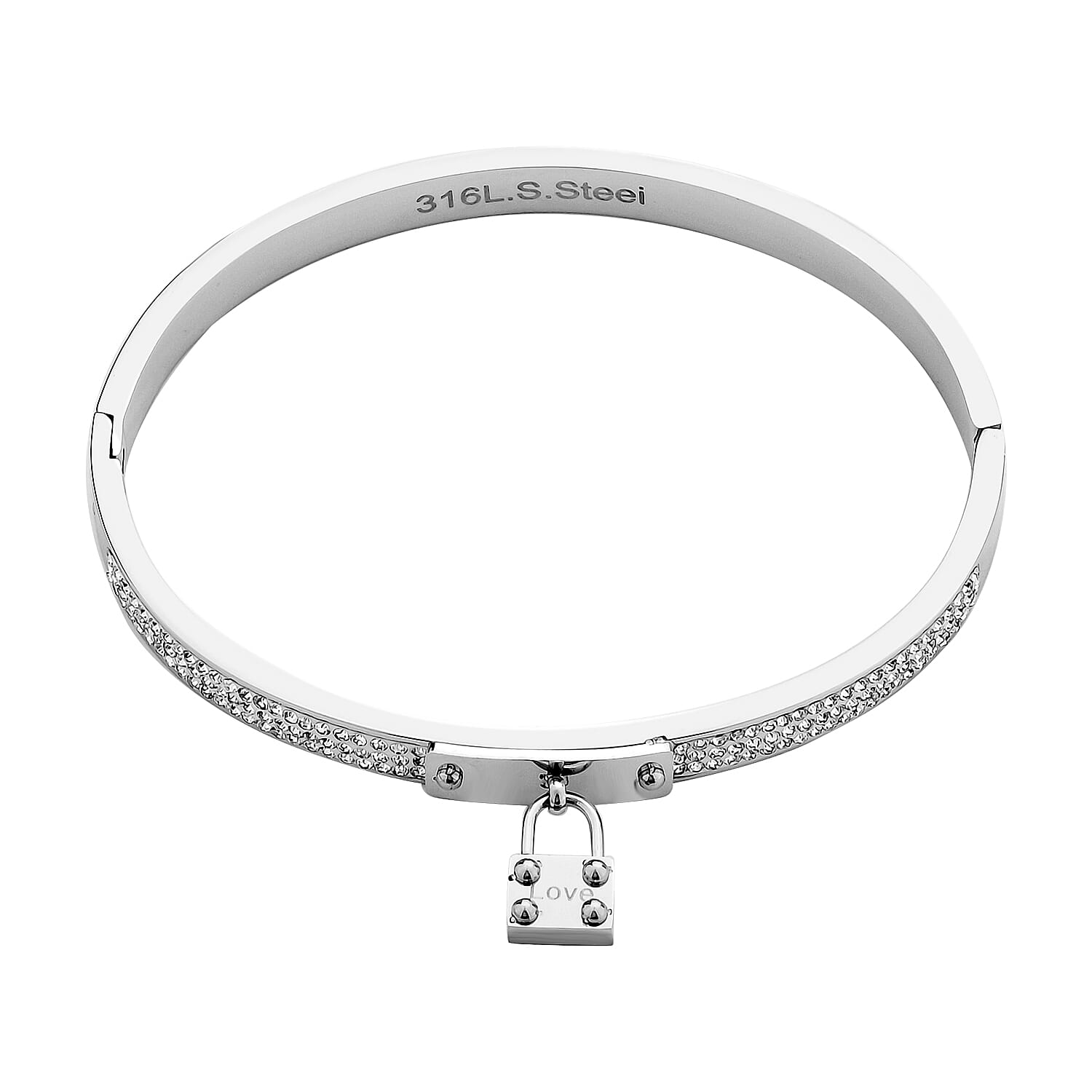 White Crystal Bangle (Size - 7.5) in White Tone 7843383 0