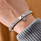 White Crystal Bangle (Size - 7.5) in White Tone