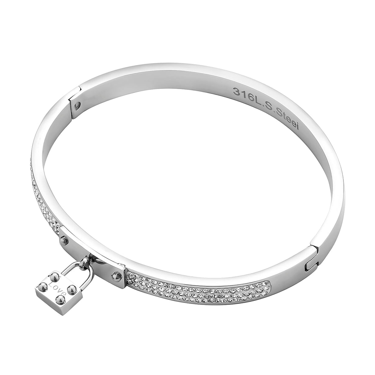 White Crystal Bangle (Size - 7.5) in White Tone 7843383 3