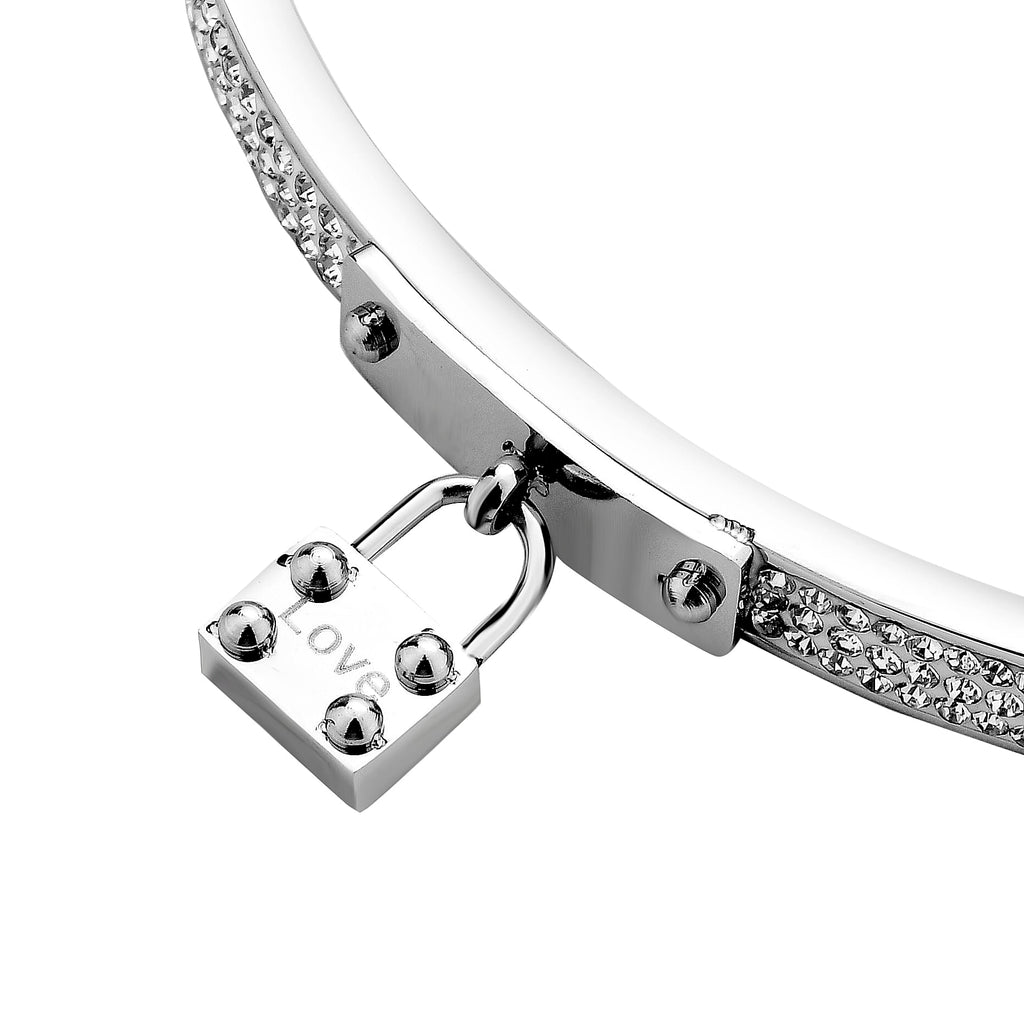 White Crystal Bangle (Size - 7.5) in White Tone