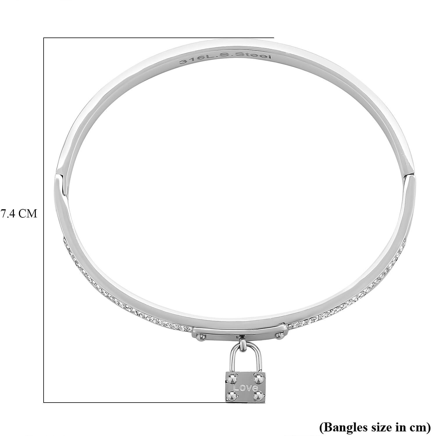 White Crystal Bangle (Size - 7.5) in White Tone 7843383 5