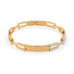 White Austrian Crystal Bangle (Size - 7.5) With Enamel in Yellow Gold Tone