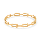 White Austrian Crystal Bangle (Size - 7.5) With Enamel in Yellow Gold Tone