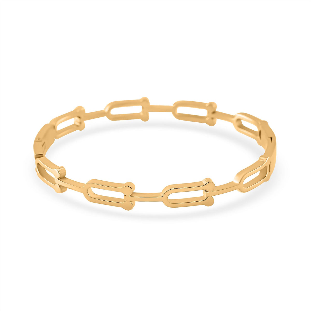 White Austrian Crystal Bangle (Size - 7.5) With Enamel in Yellow Gold Tone 7843664 5