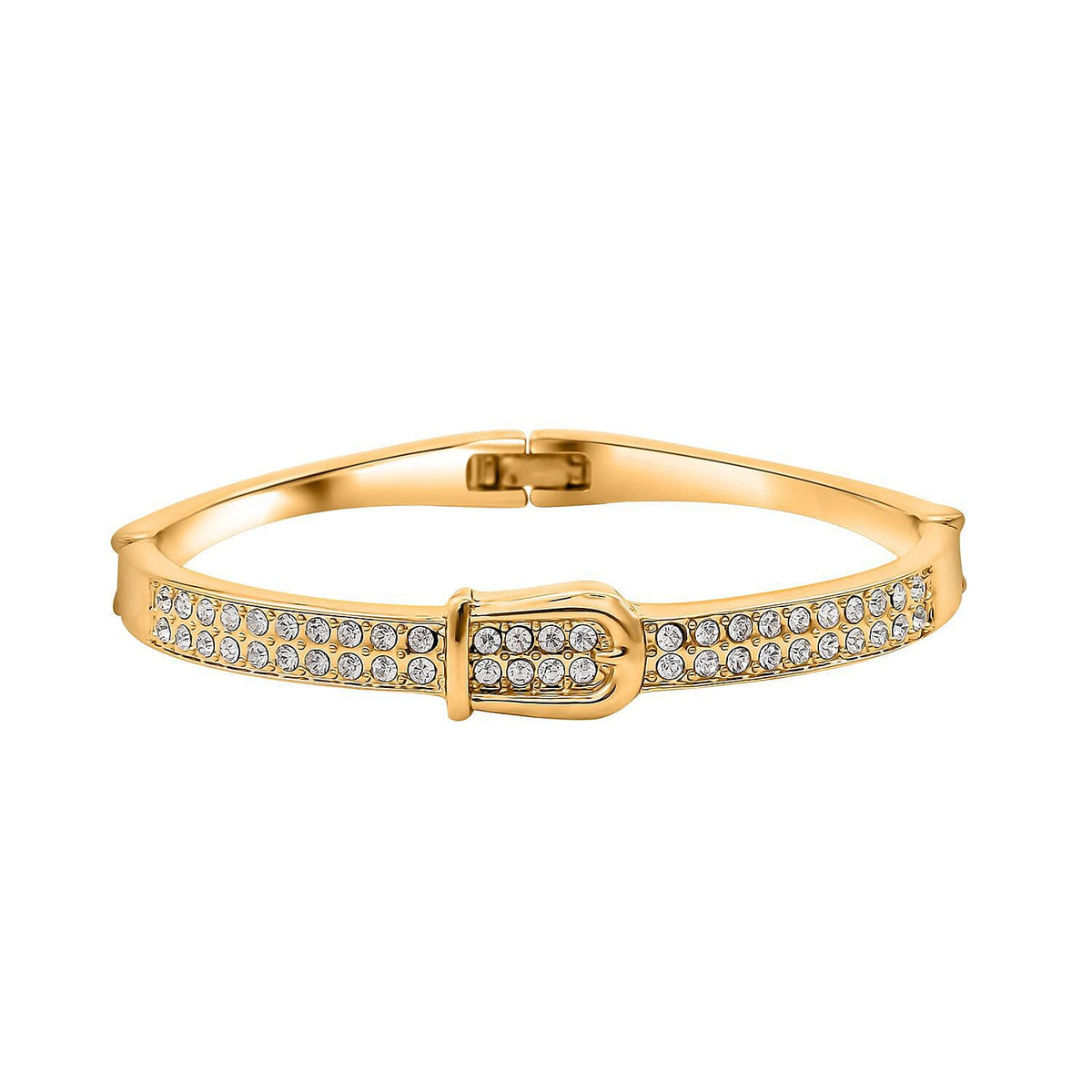 White Austrian Crystal Buckle Style Bangle in Yellow Gold Tone 7268055 0
