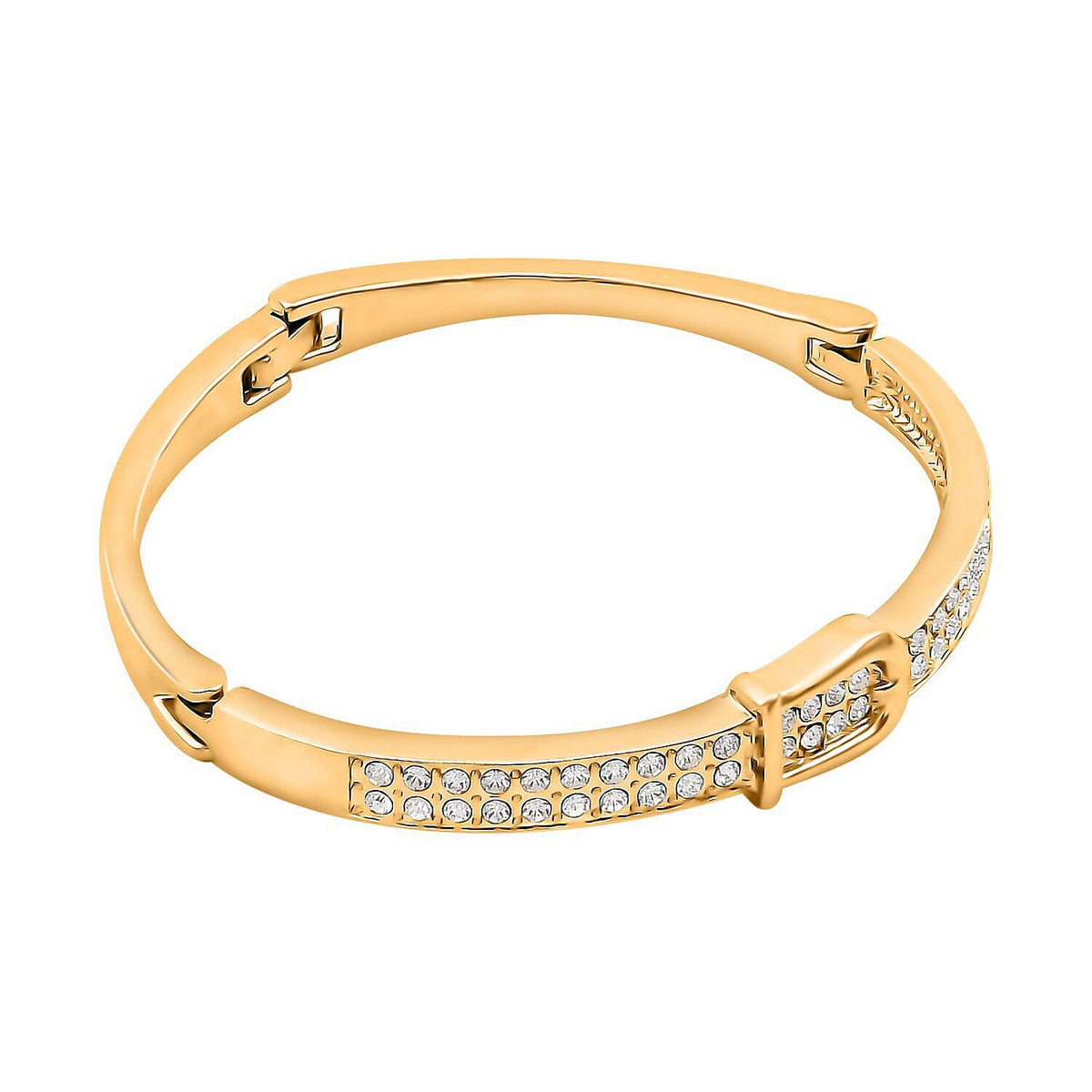 White Austrian Crystal Buckle Style Bangle in Yellow Gold Tone 7268055 2