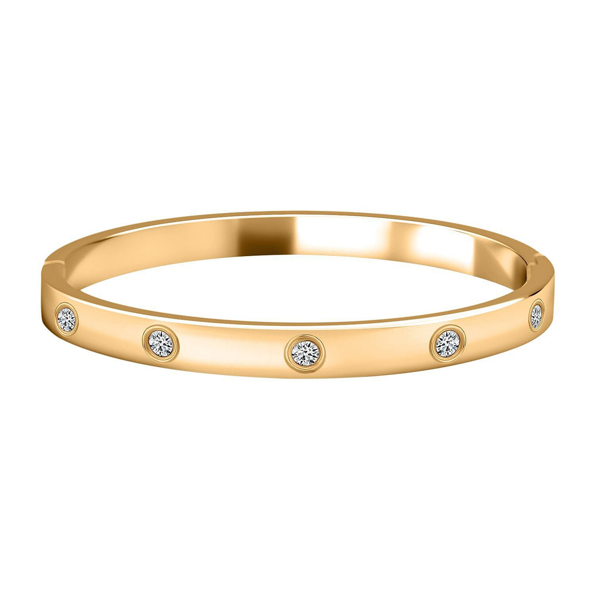 Designer Inspired - White Austrian Crystal Bangle (Size 7) inYellow Gold Tone 7266425 0