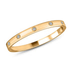 Designer Inspired - White Austrian Crystal Bangle (Size - 7) in Yellow Gold Tone