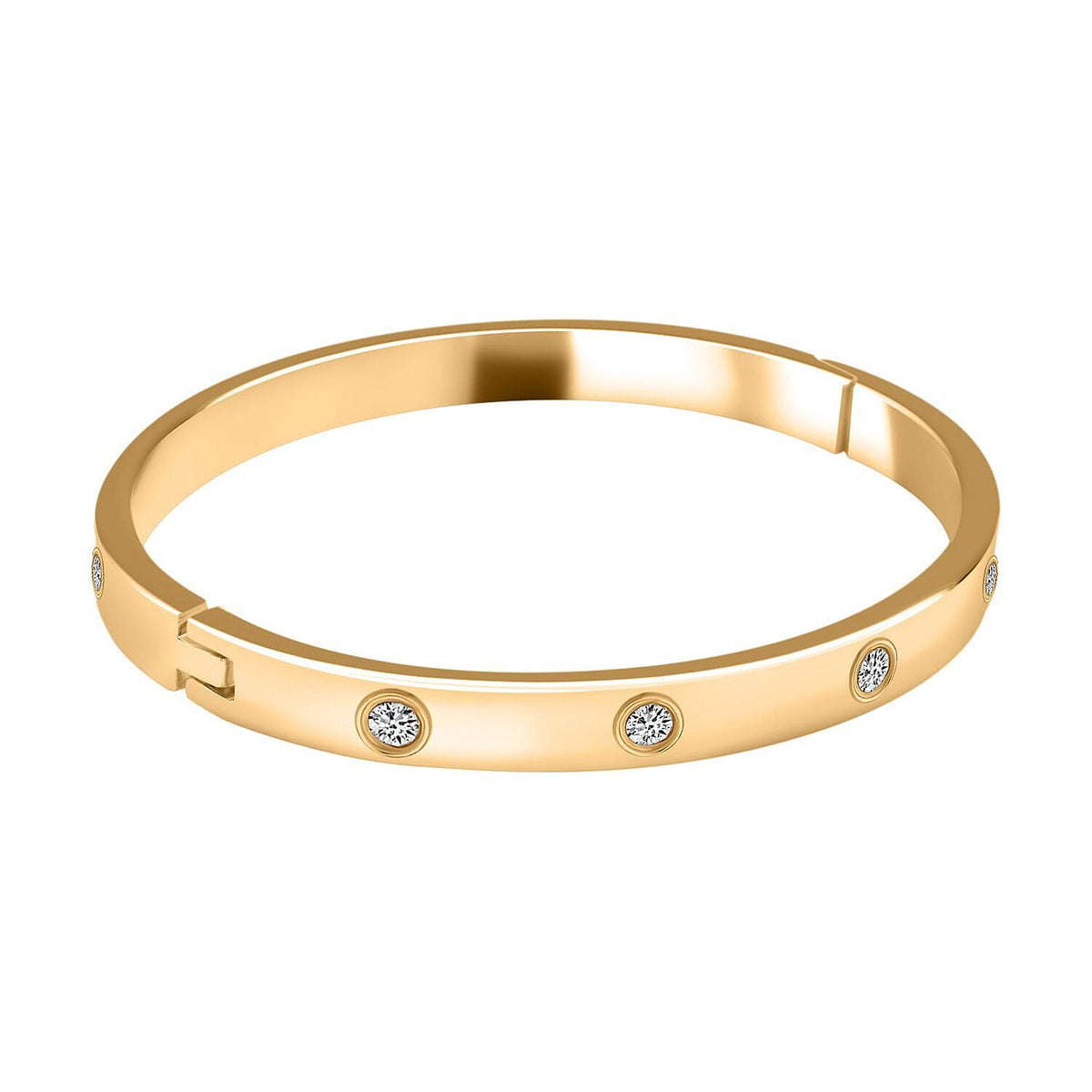 Designer Inspired - White Austrian Crystal Bangle (Size 7) inYellow Gold Tone 7266425 4