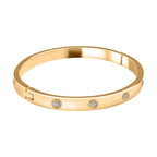 Designer Inspired - White Austrian Crystal Bangle (Size - 7) in Yellow Gold Tone