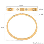 Designer Inspired - White Austrian Crystal Bangle (Size - 7) in Yellow Gold Tone
