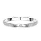 Designer Inspired- White Austrian Crystal Bangle (Size 7) in Silver Tone