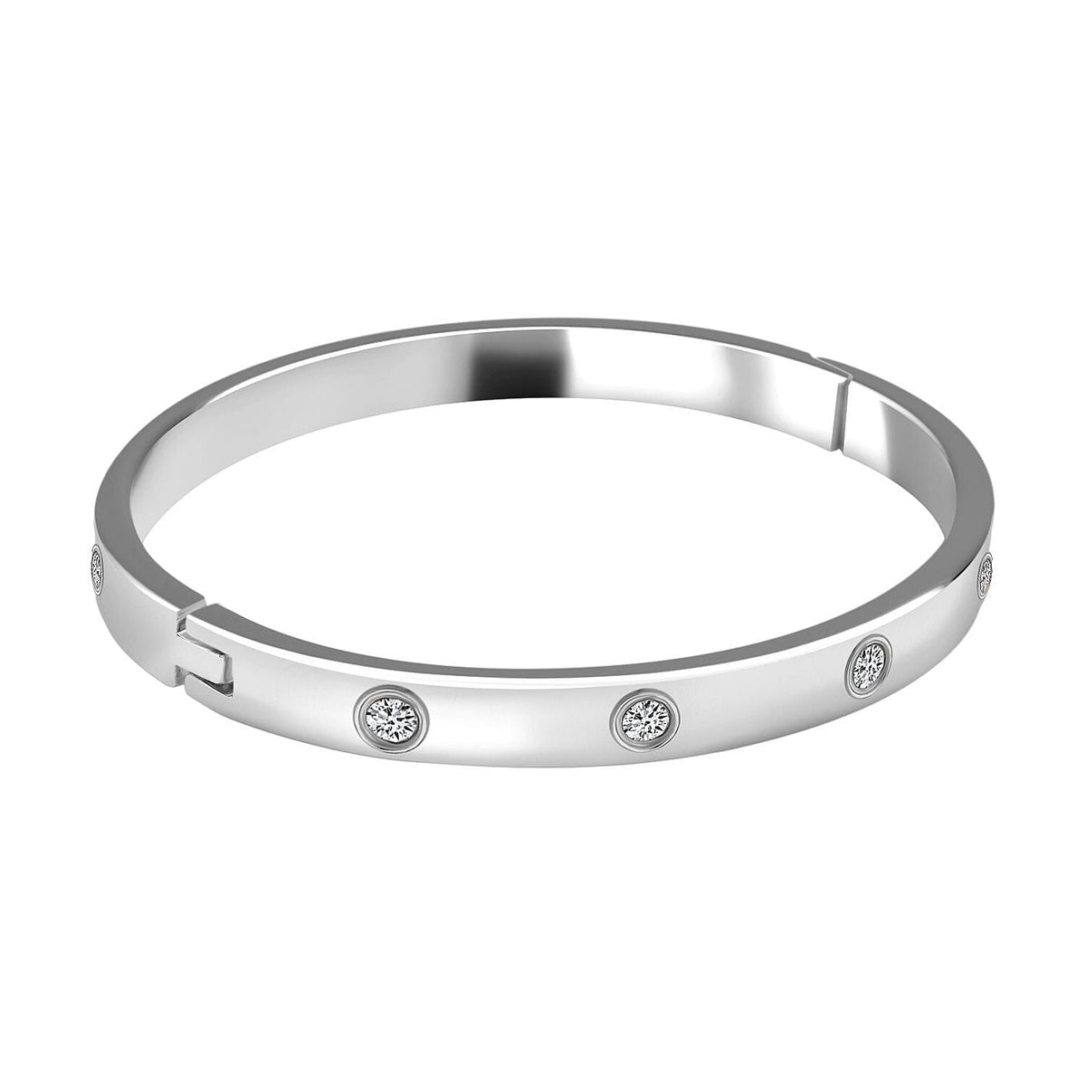 Designer Inspired- White Austrian Crystal Bangle (Size 7) in Silver Tone 7266448 3