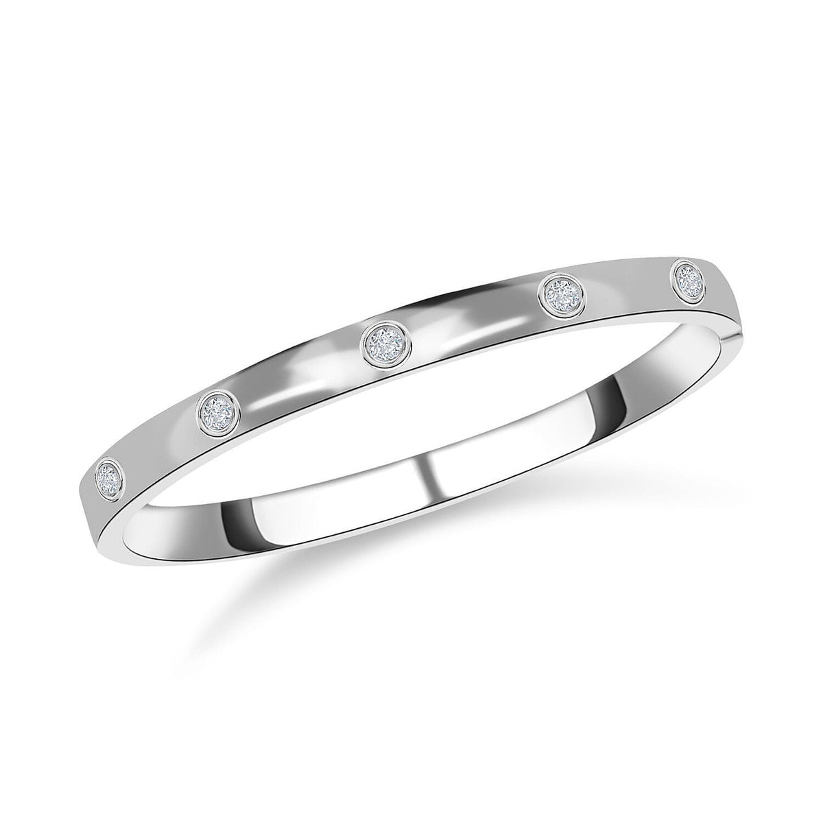 Designer Inspired- White Austrian Crystal Bangle (Size 7) in Silver Tone 7266448 4