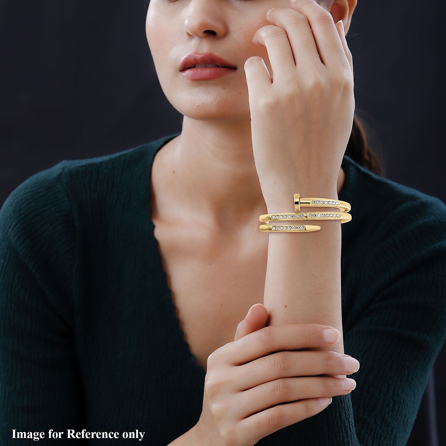 Designer Inspired-White Crystal Openable Bangle (Size - 7.5) 7976043 3