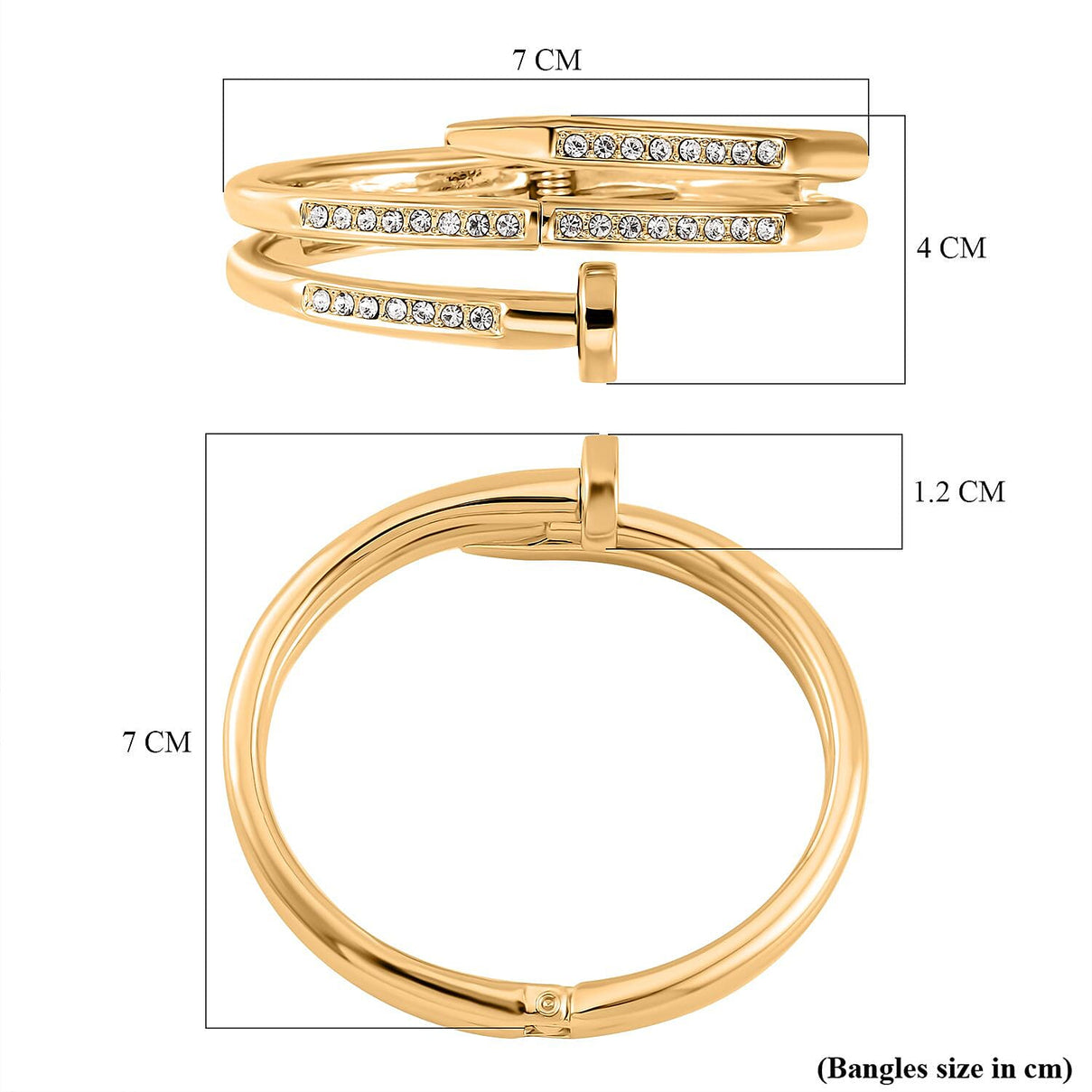 Designer Inspired-White Crystal Openable Bangle (Size - 7.5) 7976043 6
