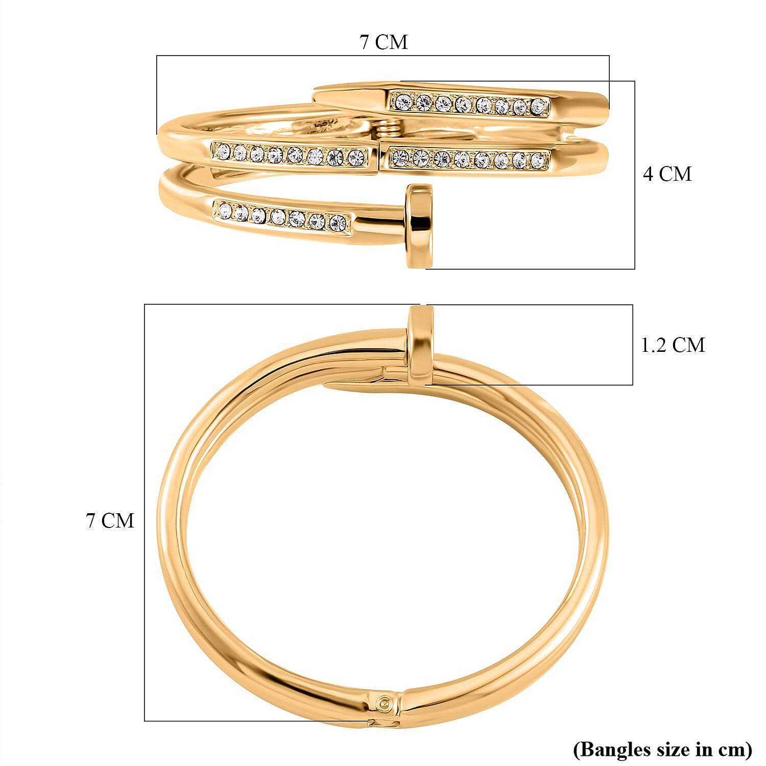 Designer Inspired-White Crystal Openable Bangle (Size - 7.5) 7976043 6