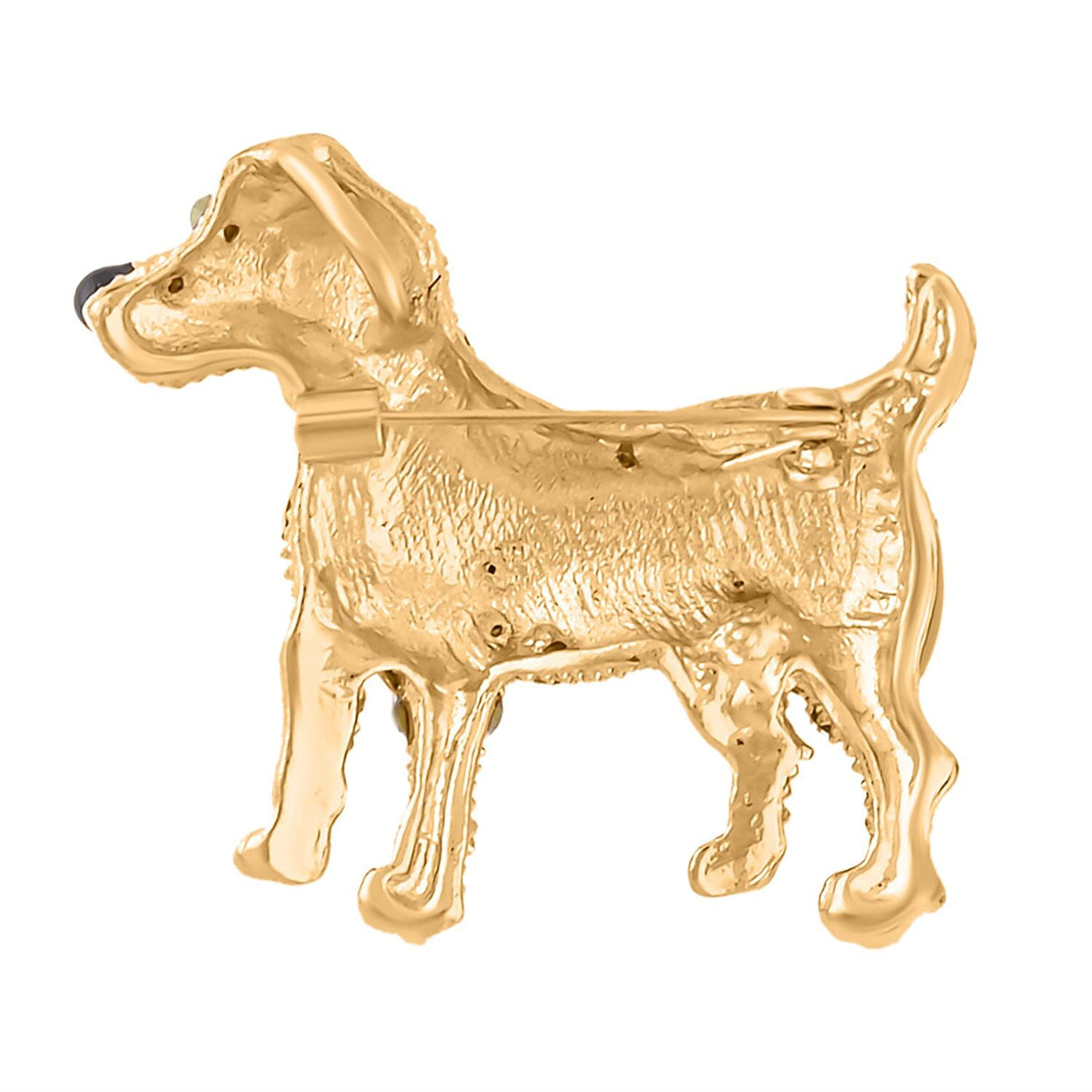 White and Black Austrian Crystal Enamelled Dog Brooch in Yellow Gold Tone 7362821 2