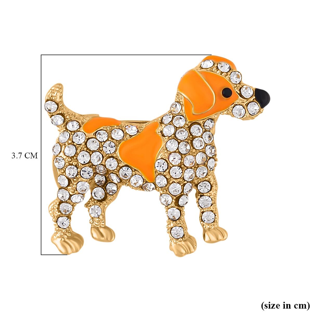 White and Black Austrian Crystal Enamelled Dog Brooch in Yellow Gold Tone 7362821 3