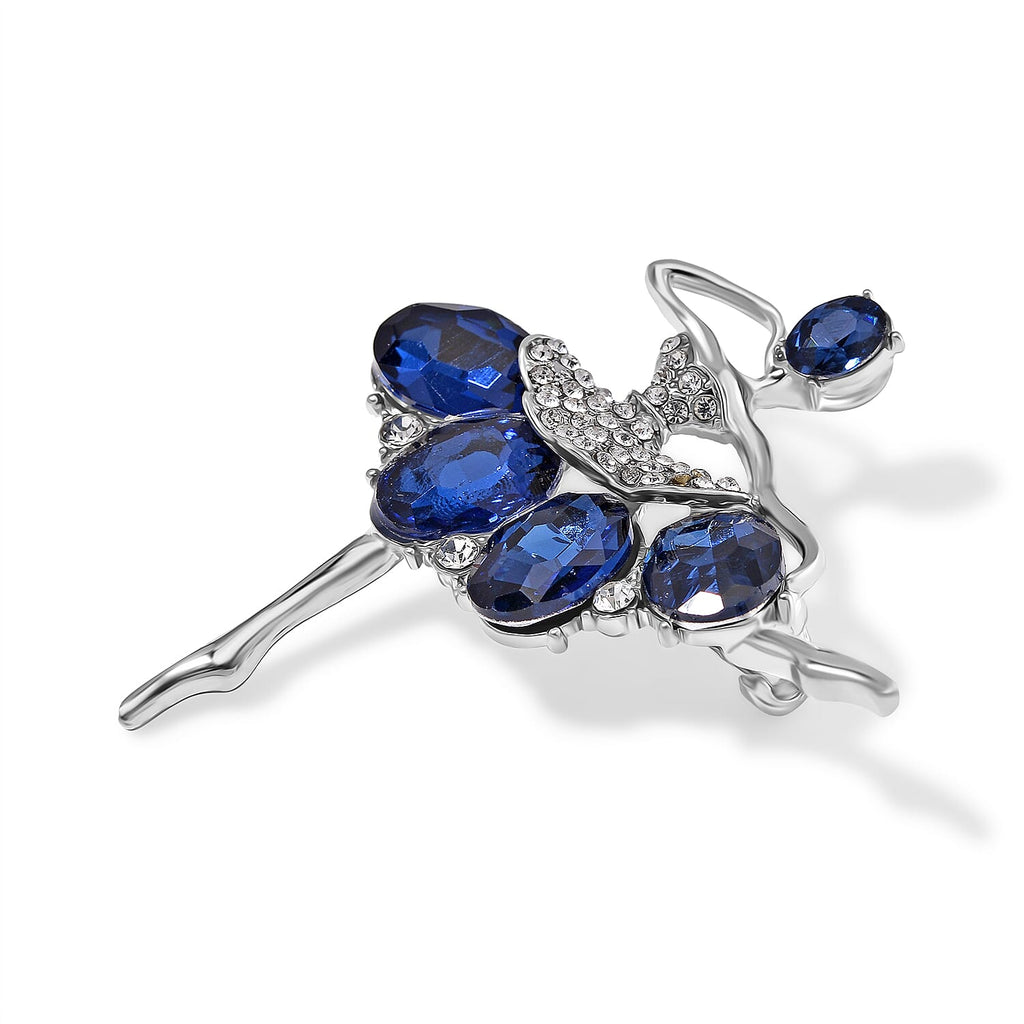 White & Blue Crystal Ballerina Brooch