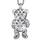 Austrian White Crystal & Blue Crystal Teddy Bear Necklace (Size - 29-2 inch Ext.)