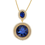 White Crystal & Blue Crystal Necklace (Size - 29.5-2 Ext)