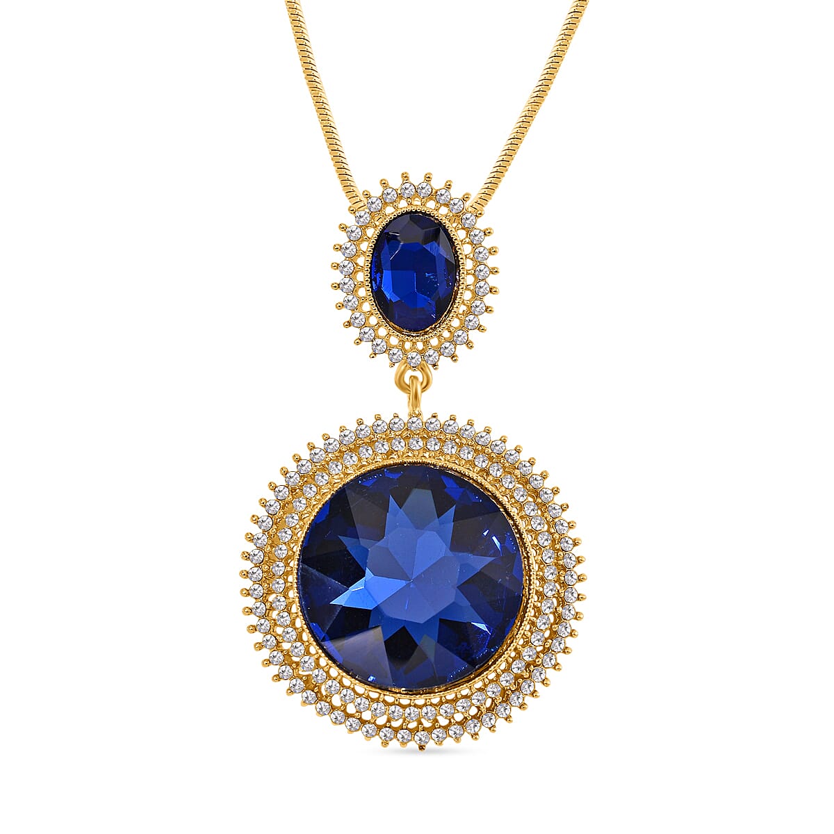 White Crystal &amp; Blue Crystal Necklace (Size - 29.5-2 Ext) 7890831 0