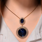 White Crystal & Blue Crystal Necklace (Size - 29.5-2 Ext)
