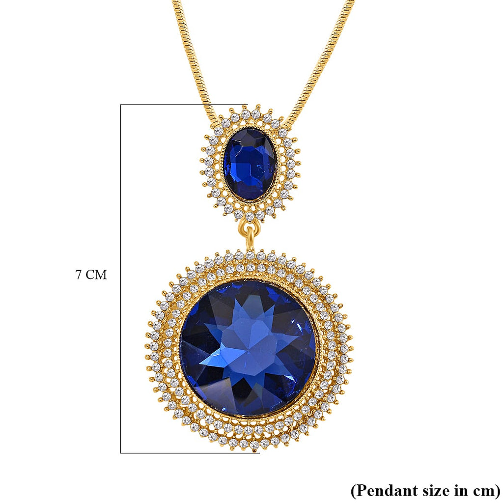 White Crystal & Blue Crystal Necklace (Size - 29.5-2 Ext)