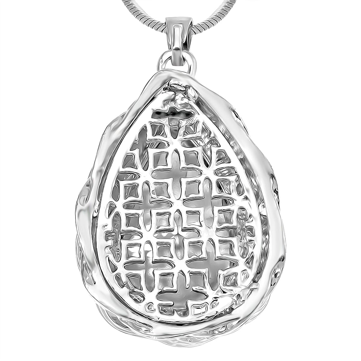 White Crystal &amp; Blue Crystal Pendant With Chain (Size - 29.5-2 Ext) in Silver Tone 7890866 3