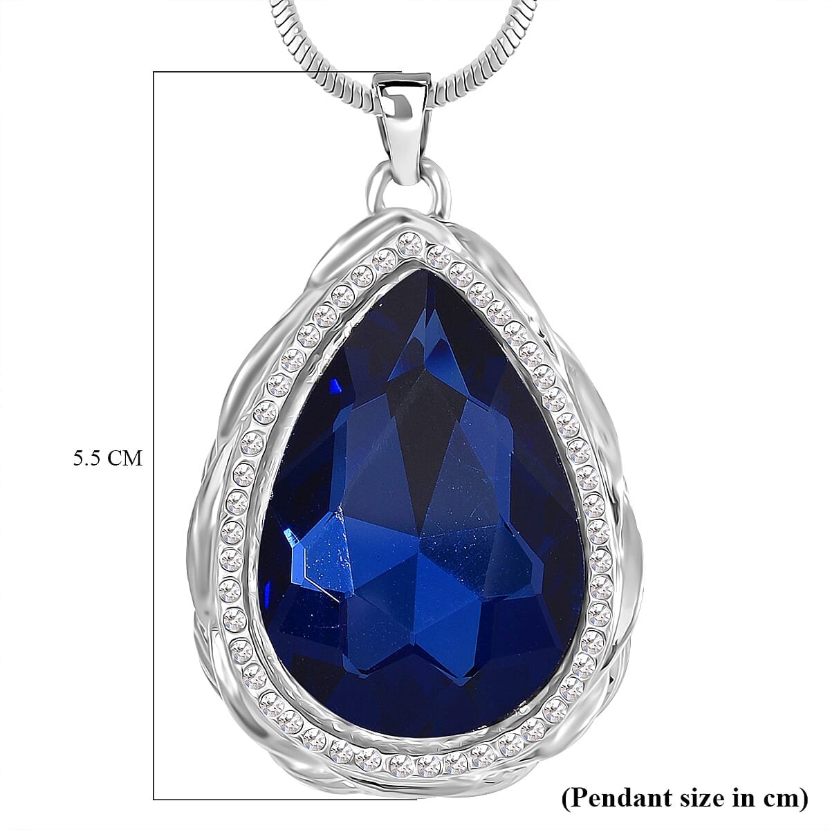 White Crystal &amp; Blue Crystal Pendant With Chain (Size - 29.5-2 Ext) in Silver Tone 7890866 5