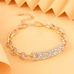 White Austrian Crystal Bracelet (Size - 7.5) in Yellow Gold Tone