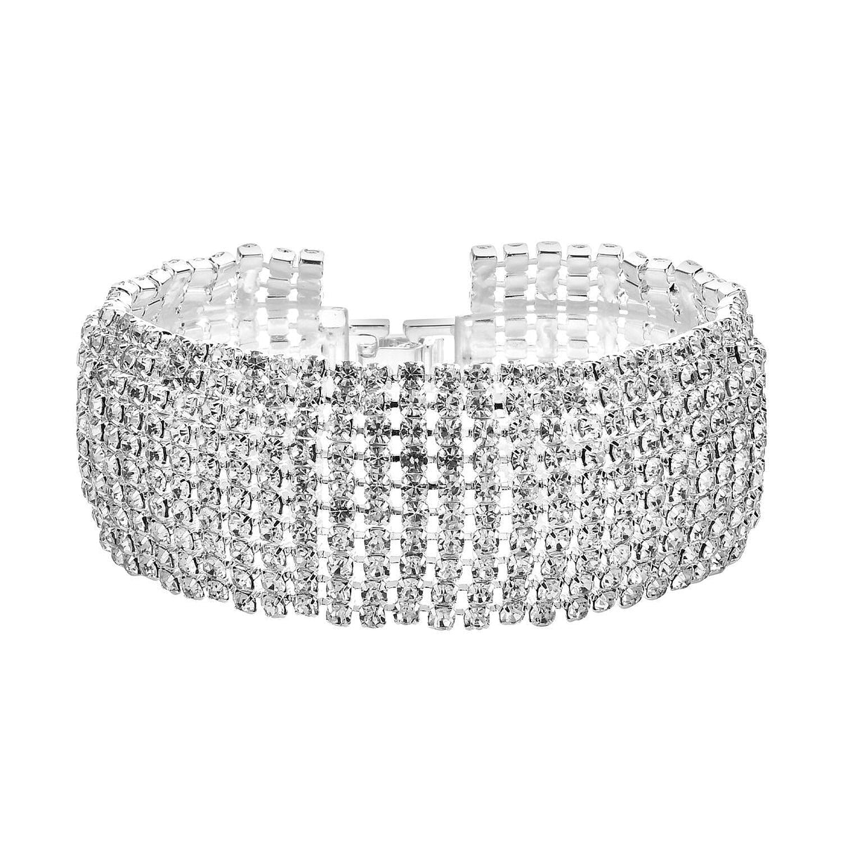 White Austrian Crystal Embellished Bracelet (Size - 7.5) in Silver Tone 7276985 0
